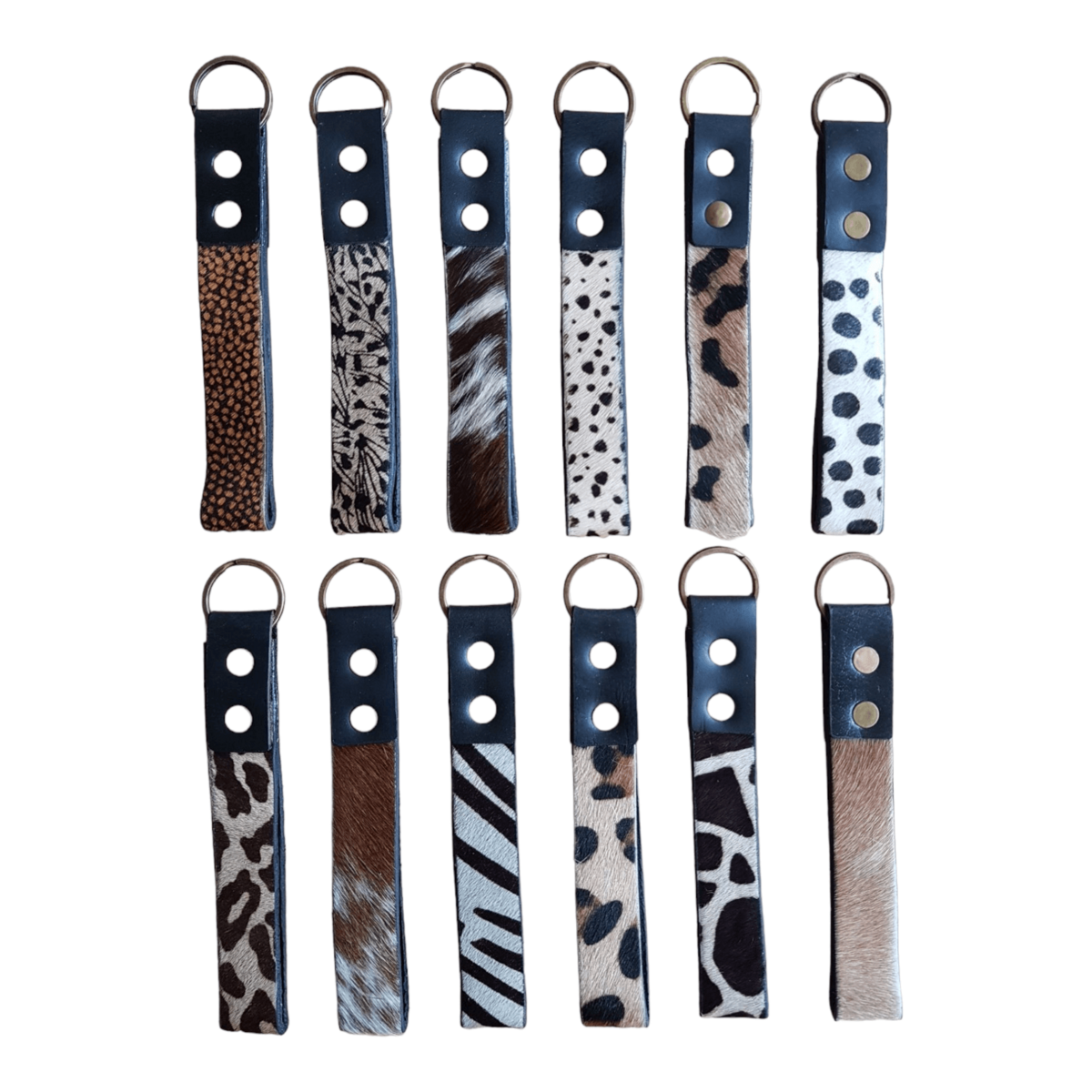 Leather lanyard keychain animal print