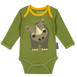 Long Sleeve Bodysuit & Bib Set | Organic cotton |Rhinoceros | Birth gift