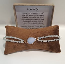 Dames armband Aquamarijn met connector tussenzetsel