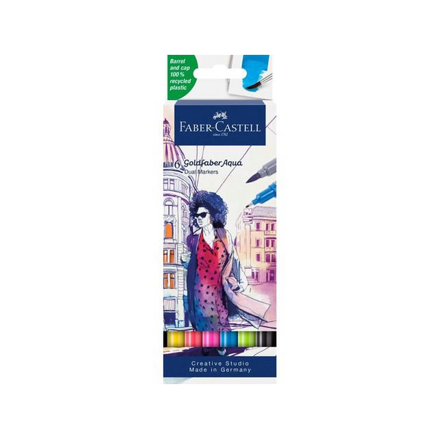 Markery akwarelowe Duo FC Goldfaber etui 6 szt. numery kolorów: 107, 122, 128, 449,