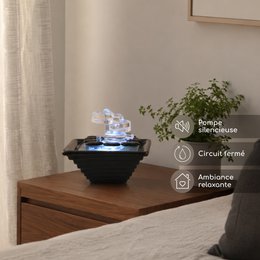 Indoor Fountain - Himalaya - Crystal Line in Glass and Ceramic - Meditation Decoration - White Light - Decorative Gift Idea