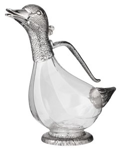 EDZARD Dekantierente Dekanter Karaffe Daisy, edel versilberte Elemente, Höhe 26 cm, Füllmenge 0,9 Liter