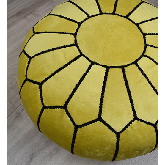 Fluwelen poef - geel en zwart