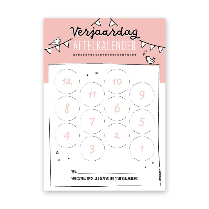 Geburtstags-Countdown-Kalender | rosa | inkl. Aufkleber