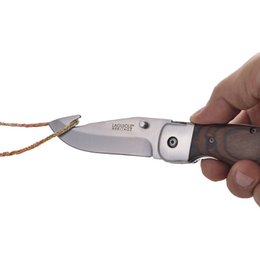 Jagtkniv æske med sort læder etui - Pakka træ håndtag - 10,5 cm klinge
