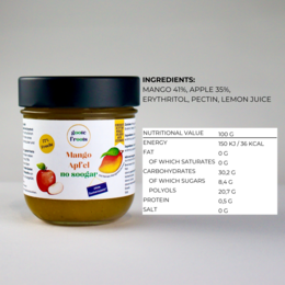 Frugtpålæg SUKKERFRI Mango Æble Vanilje 76% frugter