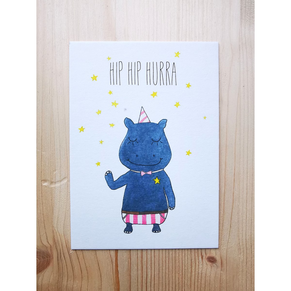 Postcard Hippo - Hip hip hurray
