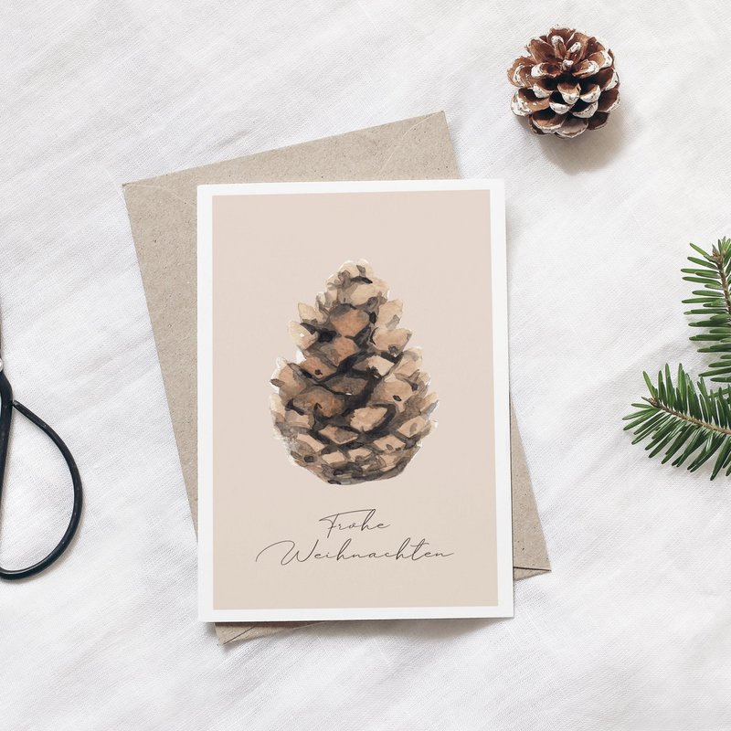 POSTCARD PINECONES CHRISTMAS