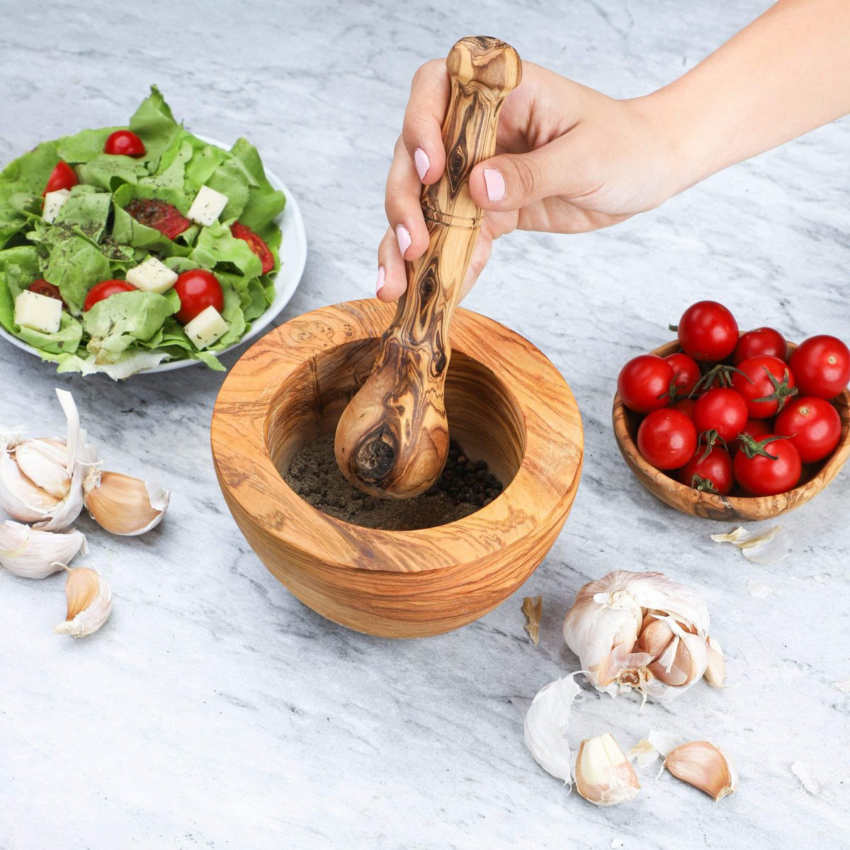 Handmade Olive Wood Mortar and Pestle