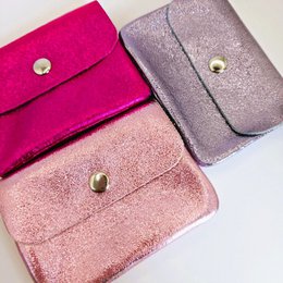 Mini-Geldbörse in Metallic-Fuchsia