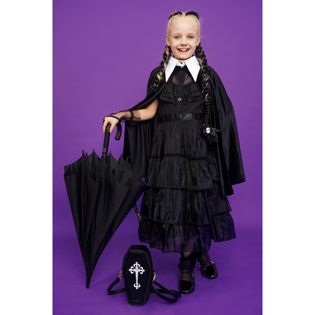 Mantello magico per bambini in stile Wednesday