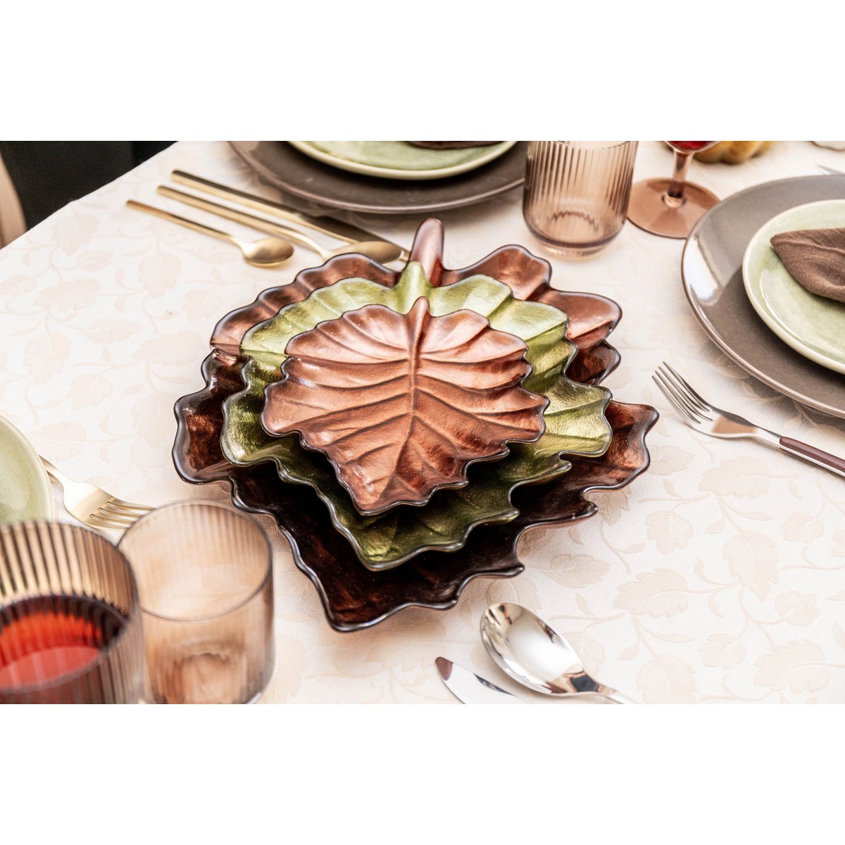 BROWN LEAF CUP 21X22X3CM