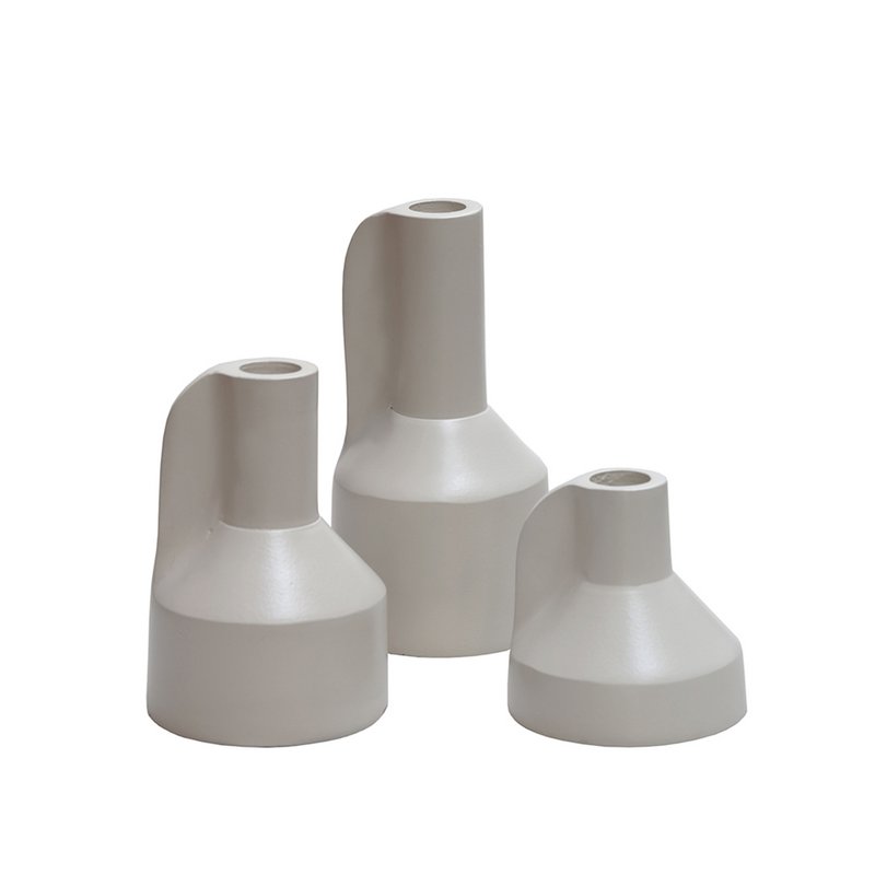 Kaarshouder - Alota ivory Ø9 x H17/13/9 cm - set van 3