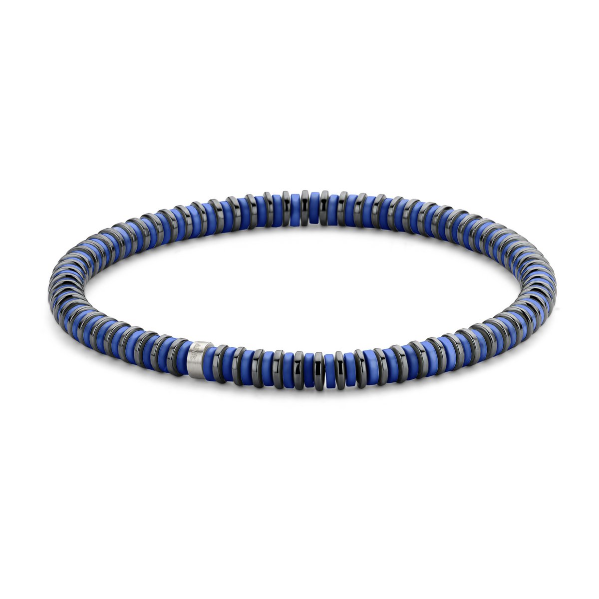 Frank 1967 7FB-0450 natuurstenen armband - Heren - stretch - blauw / zwart