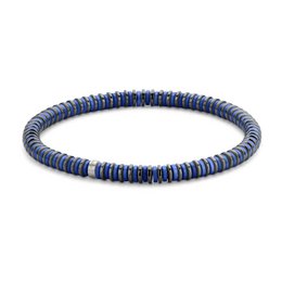 Frank 1967 7FB-0450 natuurstenen armband - Heren - stretch - blauw / zwart
