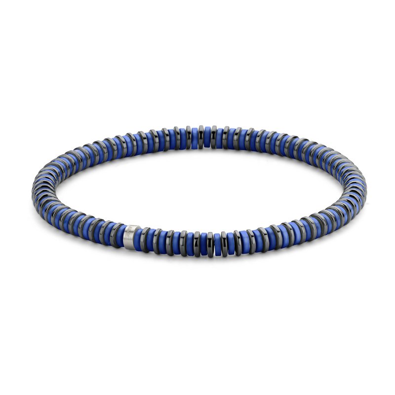 Frank 1967 7FB-0450 natuurstenen armband - Heren - stretch - blauw / zwart