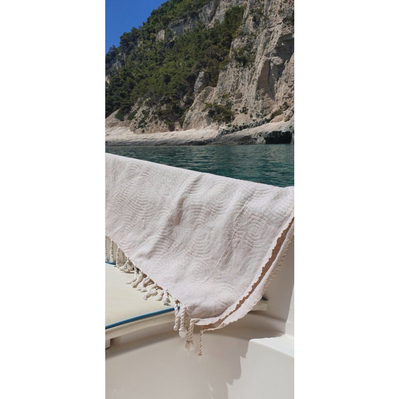 Serviette de Hammam Fouta Cercles - Sable - 100x200cm