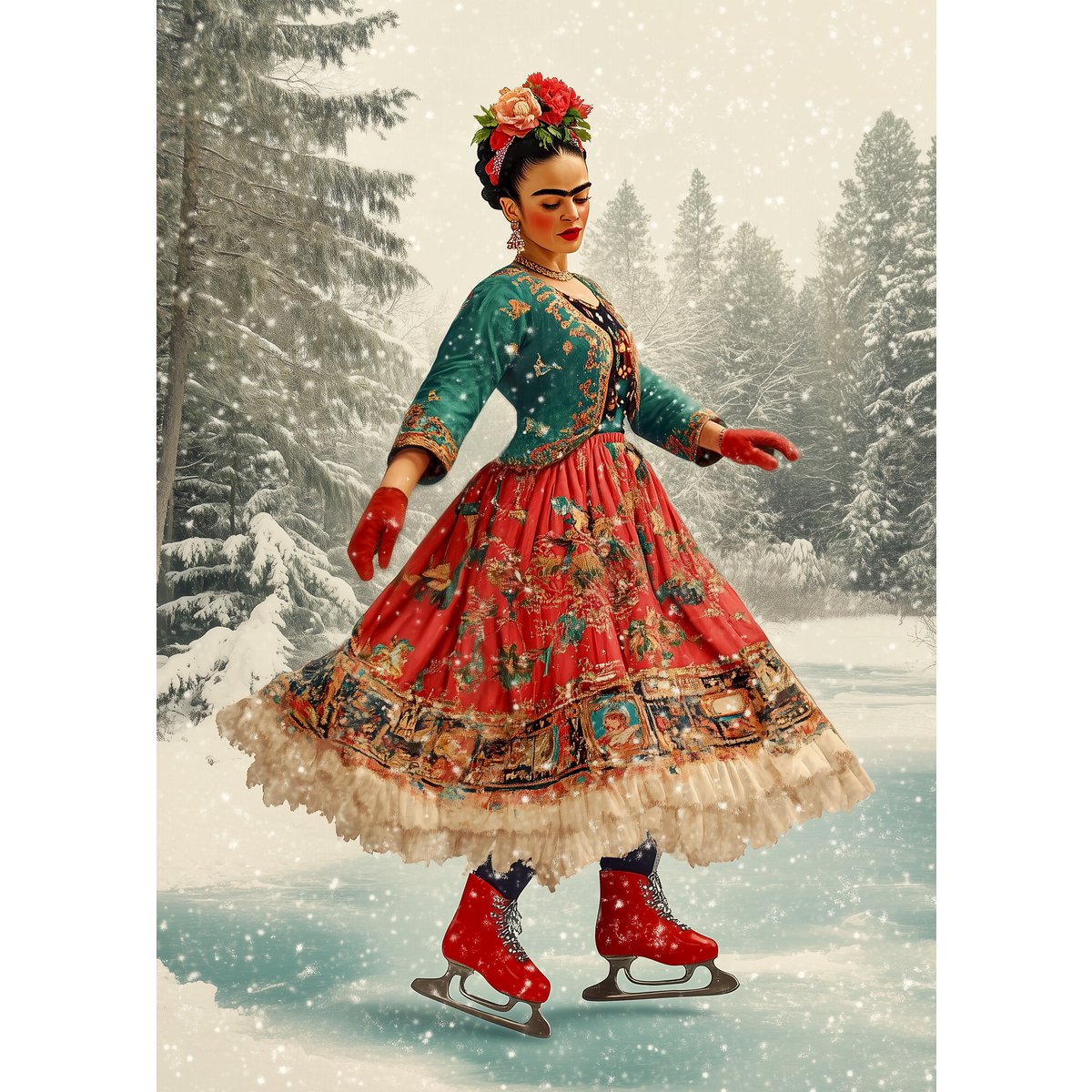 Frida Kahlo: Ice Skating | Card Fripperies