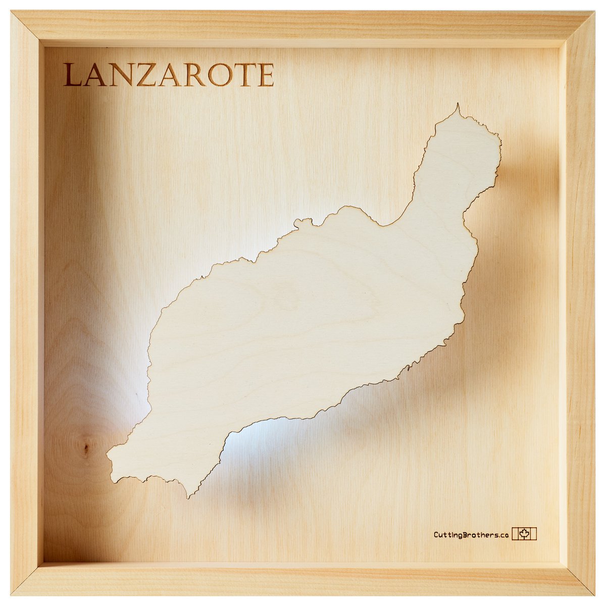LANZAROTE - 3D Drewniana MAPA ŚWIETLNA WYSPY (LED)