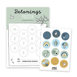 Green reward poster with decals, suitable for kids folders.