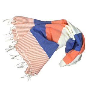 Towel Fouta salmon blue beige made of cotton