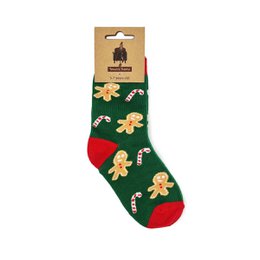 Socks - Green with gingerbread men ADULTS & KIDS