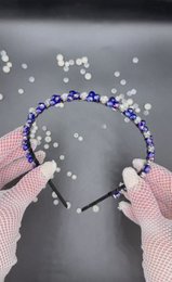 Elegant sapphire blue crystal headband for bridal looks