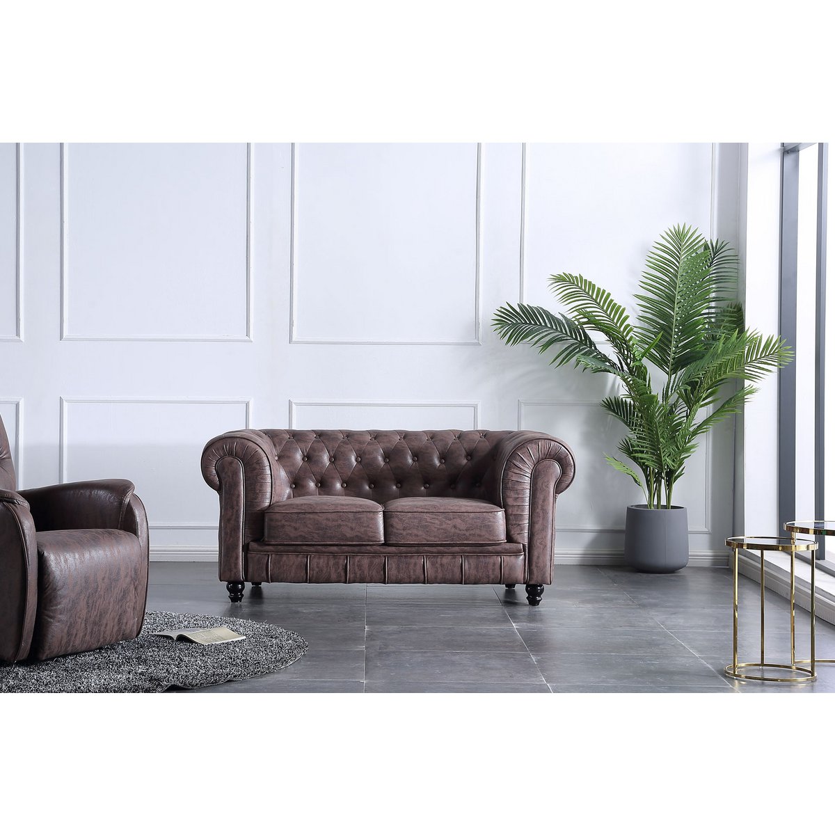 CHESTERFIELD SOFA 2 SÆDER CHOKOLADE VINTAGE OK1194 (8472)