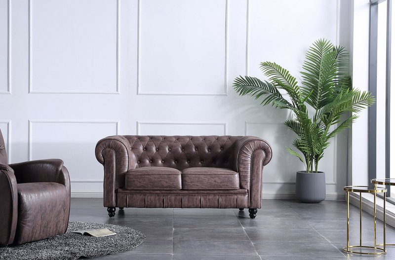 CHESTERFIELD SOFA 2 SÆDER CHOKOLADE VINTAGE OK1194 (8472)