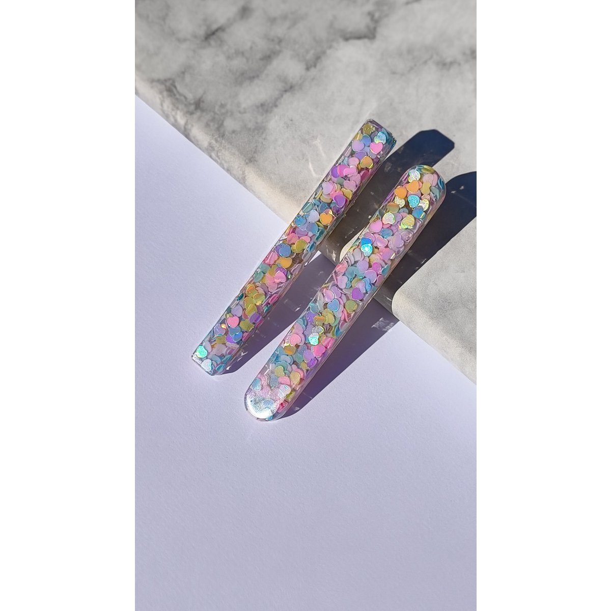 ⋒ RESIN HAIR CLIP PACK -  HEARTS (9 ITEMS) ⋒