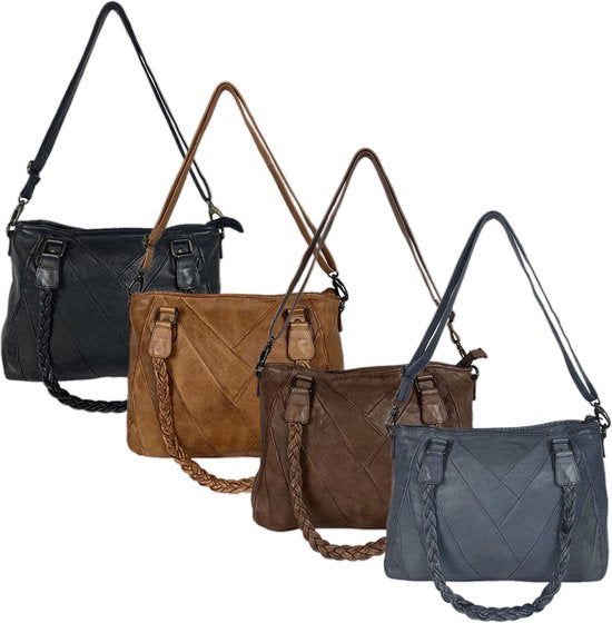 Borse per donne arrigo - borsa a tracolla e borsa della pelle lavata in blu