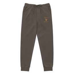 Self Love Unisex barwione pigmentowo spodnie dresowe z haftem w kolorze starego złota - spodnie dresowe unisex
