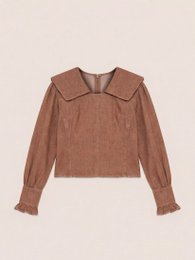 District Brown Denim Bluse