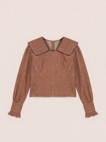 District bruine denimblouse