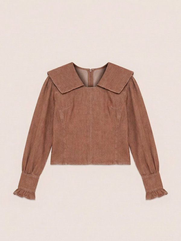 District Brown Denim Bluse