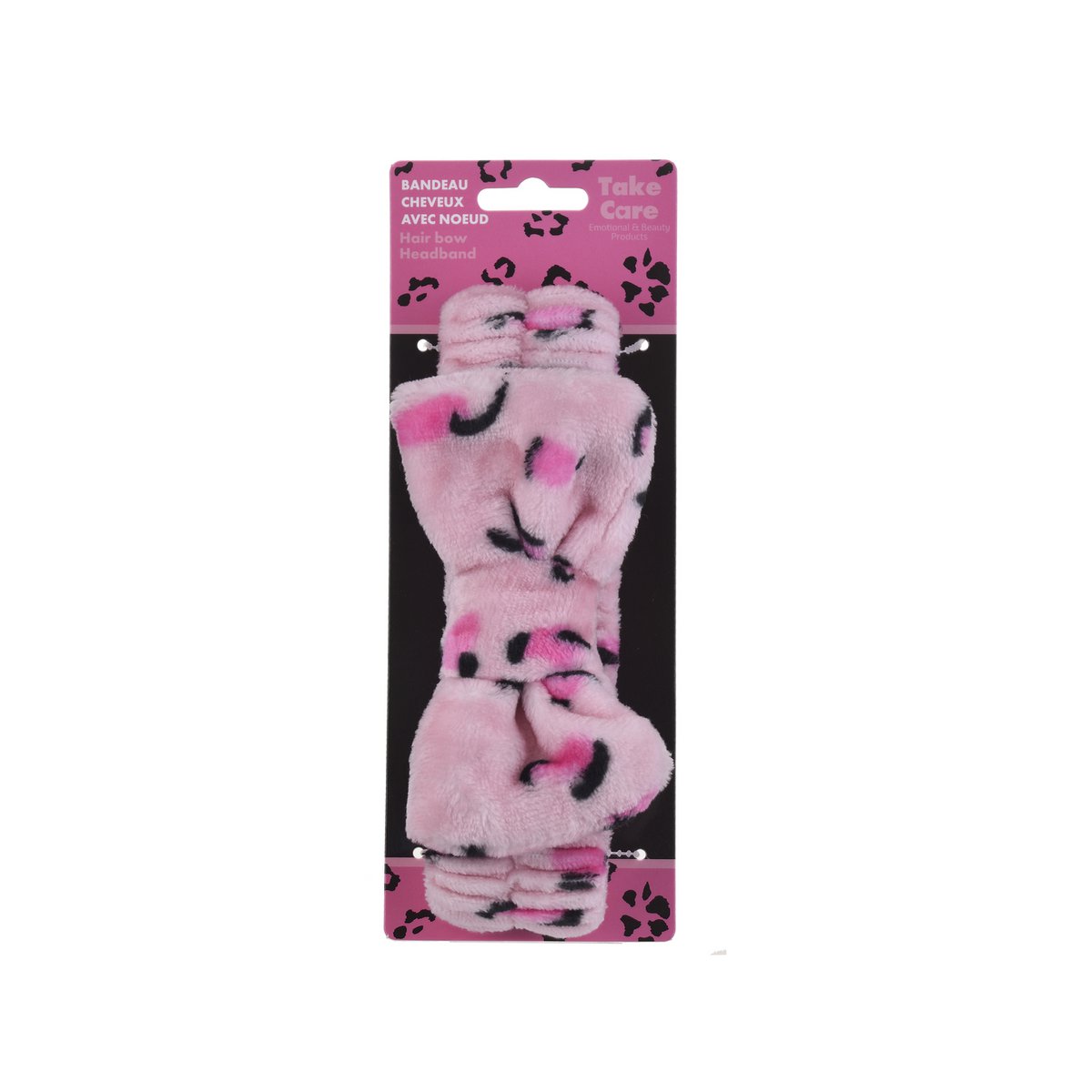 FASCIA PER CAPELLI IN PELUCHE – ROSA LEOPARDO