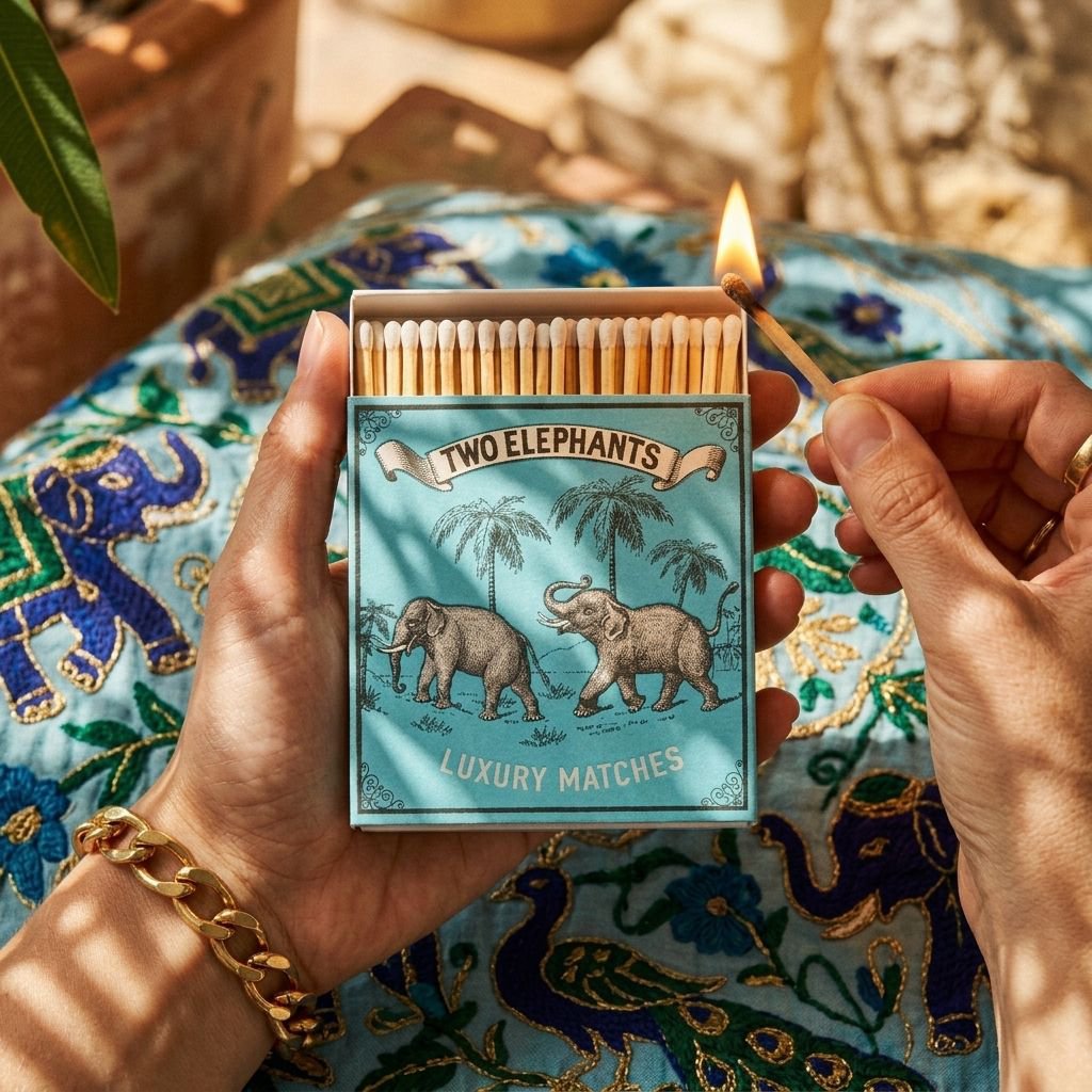 Luxury Matchbox Two Elephants