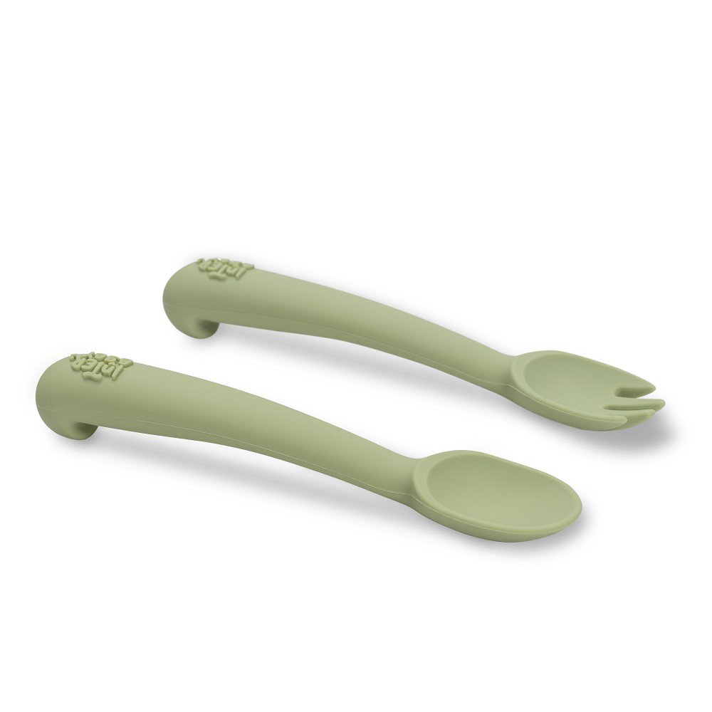 Siliconenlepel en vork van Olive Green
