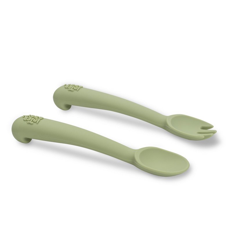 Siliconenlepel en vork van Olive Green