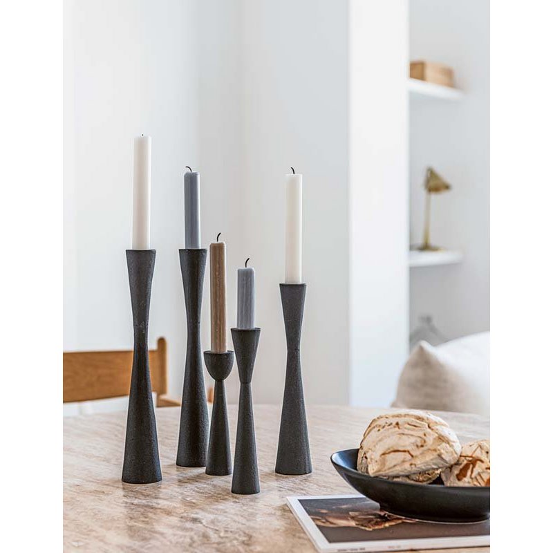 Candle Holder Metal Black 20cm
