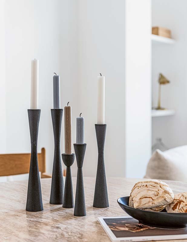 Candle Holder Metal Black 20cm