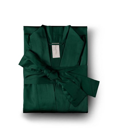 Sateen kimono bathrobe Solid Royal Green