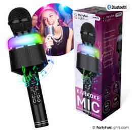 Karaokemikrofon Bluetooth - Sort - Karaokesæt - Til børn og voksne - Trådløs - Ekko - Med højttaler - LED lys