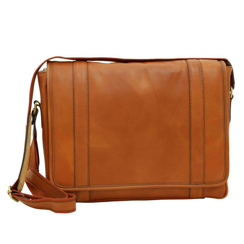 Soft Calfskin Leather Messenger Bag - Chestnut