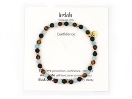 Natuursteen armband, confidence, zilver en goud