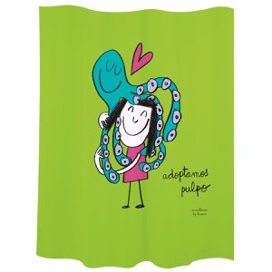 Badevorhang "adoptamos pulpo" grüner Polyester