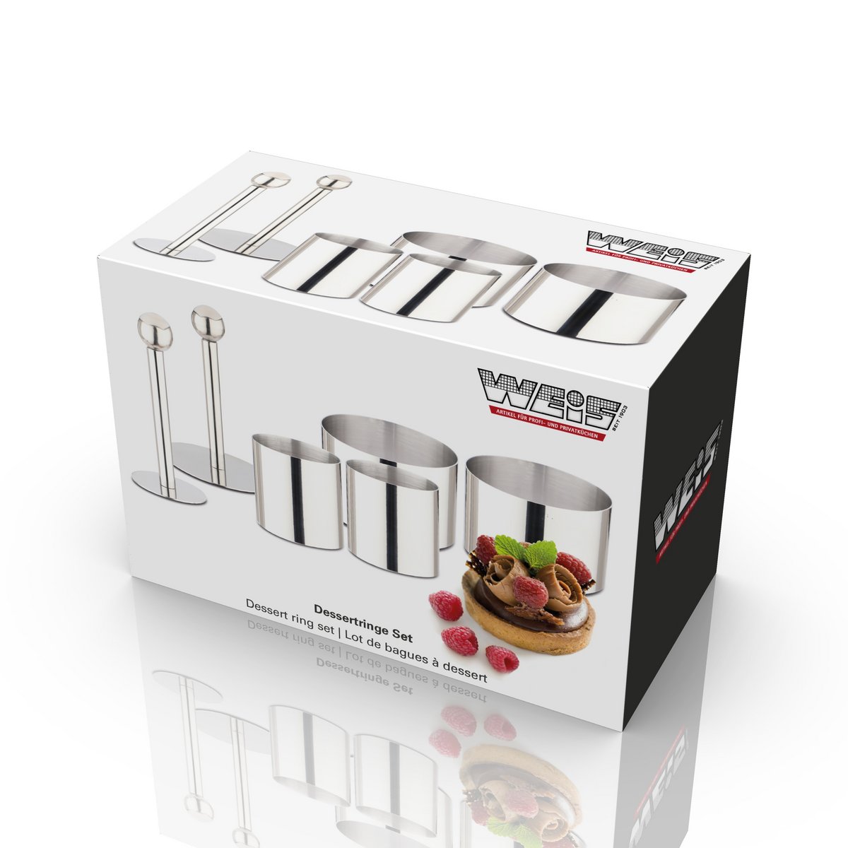 Dessert rings set 4 incl. 2 pushers