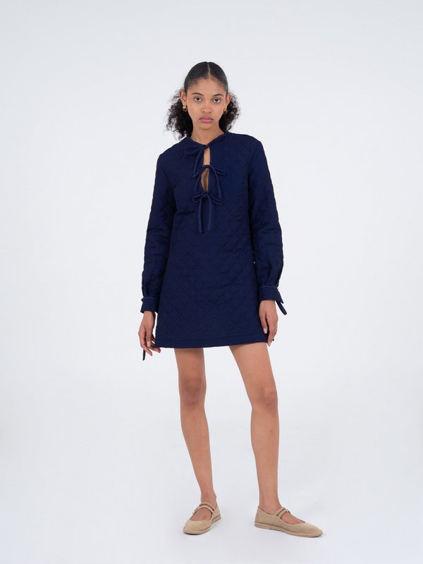 Mini-robe matelassée bleue Chelsea