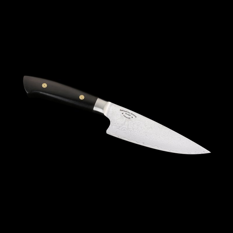 Couteau de chef KATAHIRO KUBOTA Sense 6 pouces en damas et manche en ébène