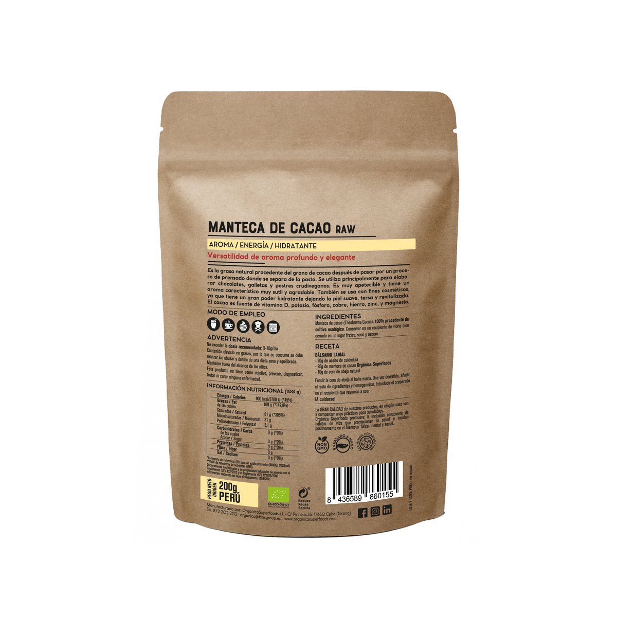Organic cocoa butter